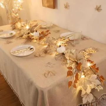 Fall Maple Leafed Garland with Timer - 6Ft Home Decor