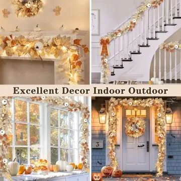Fall Maple Leafed Garland with Timer - 6Ft Home Decor