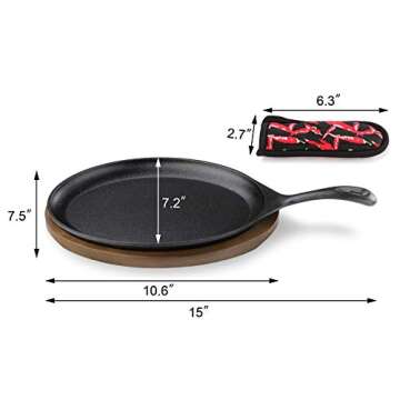 New Star Foodservice 1028614 Commerical Grade Cast Iron Fajita Set, Sizzling Skillet, Japanese Steak...