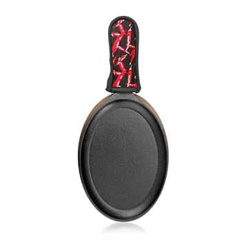 New Star Foodservice 1028614 Commerical Grade Cast Iron Fajita Set, Sizzling Skillet, Japanese Steak Plate