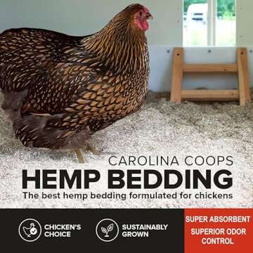 Carolina Coops Hemp Bedding for Chicken Coop - Highly Absorbent, Long Lasting, Soft & Low Dust - Expands up to 5 Cubic Feet, Ideal for Poultry, Rabbits, Guinea Pigs, Hamsters, Horses, Goats
