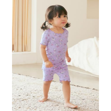 Buy VAENAIT BABY Toddler Pajamas 2pc Shirring Purple Posy Set