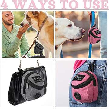 Talltalk 2-in-1 Dog Waste Carrier & Holder - Pet Poop Bag Dispenser with Zipper, Metal Button - Pink, Gray