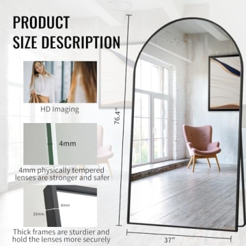 Beauty4U 76" x 37" Arch Full Length Mirror for Home