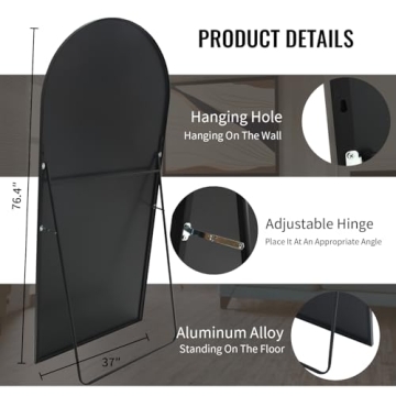Beauty4U 76" x 37" Arch Full Length Mirror for Home
