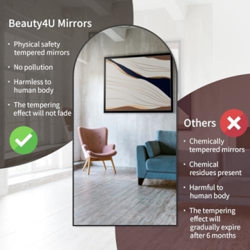 Beauty4U 76" x 37" Arch Full Length Mirror for Home