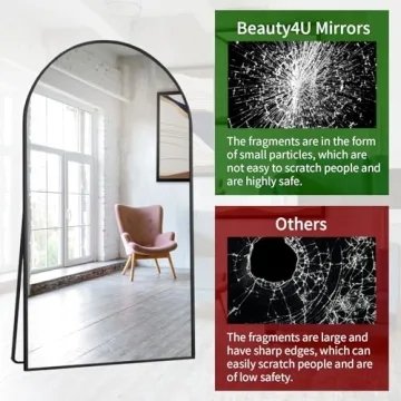 Beauty4U 76" x 37" Arch Full Length Mirror for Home