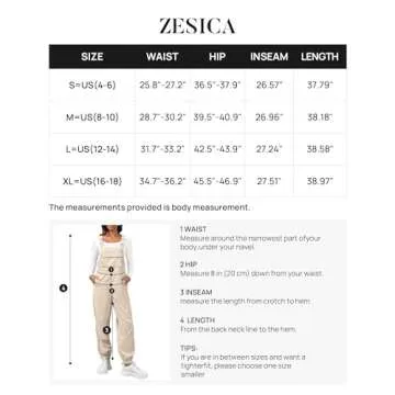 ZESICA Women's Sleeveless Overalls Jumpsuit Casual Loose Adjustable Straps Bib Long Pant Jumpsuits with Pockets,Apricot,Medium