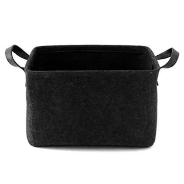 GUOZI Storage Basket, Collapsible Rectangular Felt Storage Bins with PU Handles, Large Laundry Basket Storage Solution for Office Nursery Wardrobe Bookshelf Bedroom Keepsake Toys
