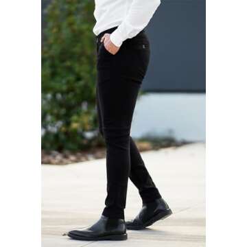 GINGTTO Black Dress Pants for Men Slim Fit Stretch Chinos for Men Fashion(34W32L,Black Plain)