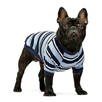 Fitwarm 2-Pack 100% Cotton Striped Dog Shirt for Pet Clothes Puppy T-Shirts Cat Tee Breathable Strechy Green Blue Medium