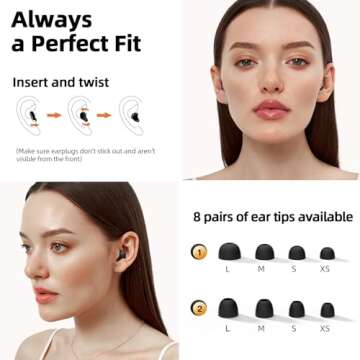 Ear Plugs for Sleeping 45dB Noise Cancelling Ear Plugs for Focus, Concert & Event, Work Silicone Hearing Protection Earplugs with 8 Ear Tips Reusable Noise Reduction Ear Plug with Carrying Case Black