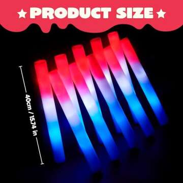 JOYIN 18 Pcs July 4th Foam Glow Sticks, Red White Blue Patriotic LED Sticks with 3Modes Flashing for Kids Adults, Glow in The Dark Party Favor Supplies for Independence Day Parade, Concerts, Carnivals