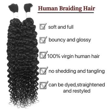 NIFTICSTAR Human Braiding Hair 12 Inch 100g Water Wave Bulk Human Hair for Braiding No Weft Bundle 1...