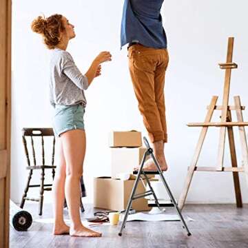 Delxo 2 Step Stool Folding Ladder - Sturdy & Portable