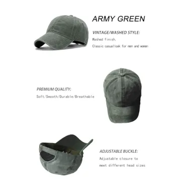 Unisex Vintage Washed Baseball Cap in Army Green