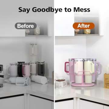 Water Bottle Organizer for Stanley 40 oz Tumbler with Handle, Rotatable Stanley Cup Organizer Holder...