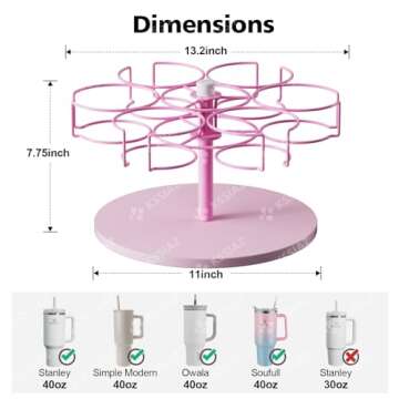 Water Bottle Organizer for Stanley 40 oz Tumbler with Handle, Rotatable Stanley Cup Organizer Holder, Patented Product, Kitchen Organizers and Storage for Stanley Cup Accessories, Pink