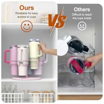 Water Bottle Organizer for Stanley 40 oz Tumbler with Handle, Rotatable Stanley Cup Organizer Holder, Patented Product, Kitchen Organizers and Storage for Stanley Cup Accessories, Pink