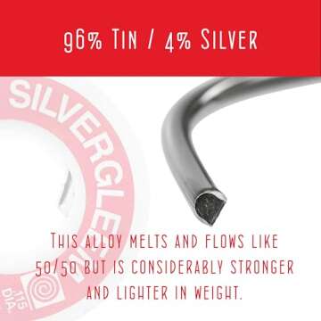 Canfield Silvergleem Lead Free Silver Solder Wire for Stained Glass Solder Crafting and Jewelry Making (96% Tin / 4% Silver) - 1/2 Lb Spool (1 Pack)