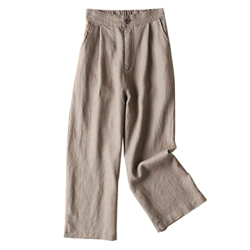 Aeneontrue Women's 100% Linen Wide Leg Pants for Summer Casual Wear