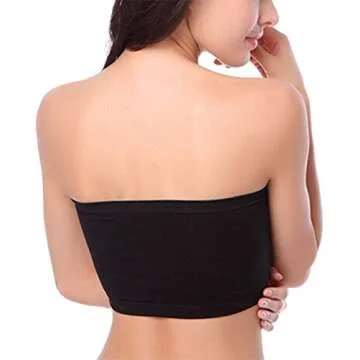 HOEREV Bandeau Bra with Removable Soft Cups, Black