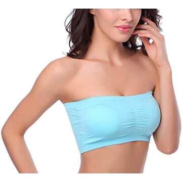 HOEREV Bandeau Bra with Removable Soft Cups, Black