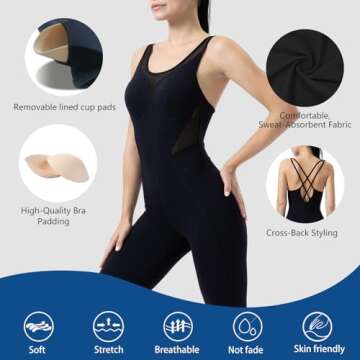 LOVESOFT Women's Sleeveless Bodysuit for Yoga and Dance