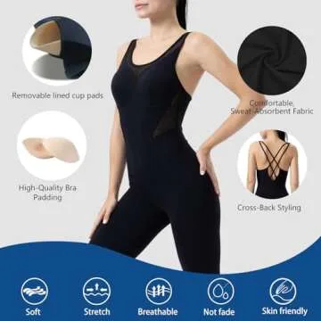 LOVESOFT Women's Sleeveless Bodysuit for Yoga and Dance