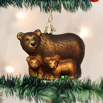 Old World Christmas Animal Collection Glass Blown Ornaments for Christmas Tree Bears