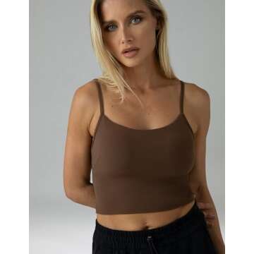 Colorfulkoala Women's Dreamlux Crop Tank with Built-in Bra