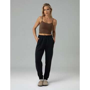 Colorfulkoala Women's Dreamlux Crop Tank with Built-in Bra