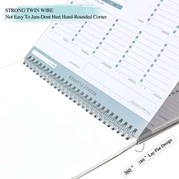 Undated Weekly Planner Notepad,Spiral To do Planner, Schedule Planner with 52 Weeks, Productivity pad, Great Academic Planner for College Student & Business Appointments Notebook,9.5”x7.8”