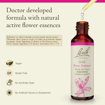 Bach Original Flower Remedies, Oak - Restore Endurance - Natural Homeopathic Flower Essence for Emot...