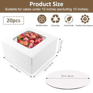 Moretoes 20 Set Cake Boxes with Cake Boards for All Occasions
