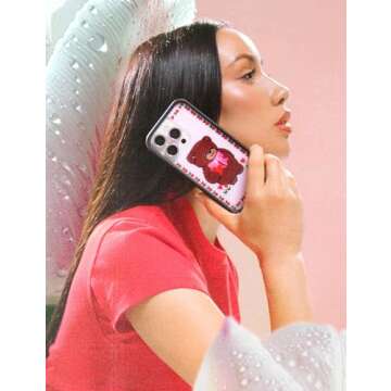 Wildflower Cases - Danielle Guizio Teddy Bear Case, Compatible with Apple iPhone 15 Pro Max | Collab, Bear, Pink, Trendy - Protective Black Bumper, 4ft Drop Test Certified, Women Owned Small Business