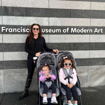 Mompush Lithe Double Ultralight Stroller, Lightweight Side by Side Stroller, Two Large Seats with Individual Recline, Easy Fold Twin Stroller