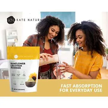 Kate Naturals Sunflower Lecithin Powder for Baking Bread, Gummies, Cooking, Lactation Supplement. Substitute for Soy Lecithin Powder (12 oz, Non-GMO)