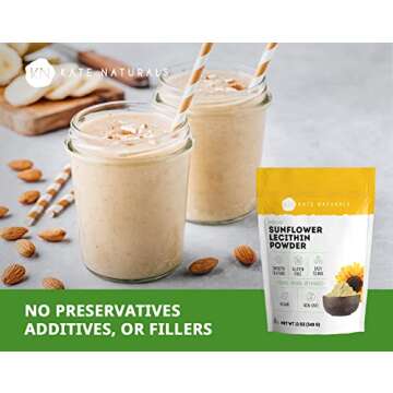 Kate Naturals Sunflower Lecithin Powder for Baking Bread, Gummies, Cooking, Lactation Supplement. Substitute for Soy Lecithin Powder (12 oz, Non-GMO)