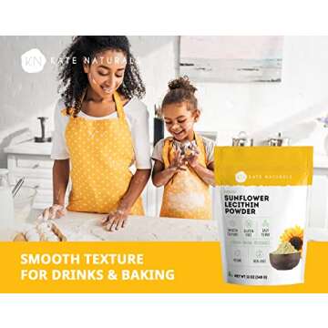 Kate Naturals Sunflower Lecithin Powder for Baking Bread, Gummies, Cooking, Lactation Supplement. Substitute for Soy Lecithin Powder (12 oz, Non-GMO)