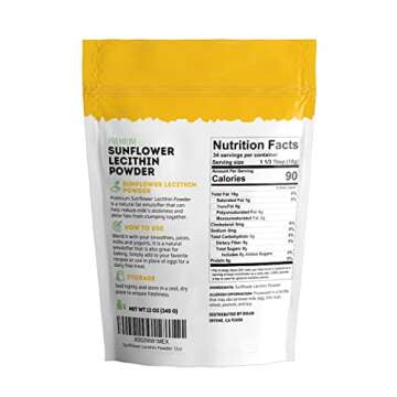 Kate Naturals Sunflower Lecithin Powder for Baking Bread, Gummies, Cooking, Lactation Supplement. Substitute for Soy Lecithin Powder (12 oz, Non-GMO)