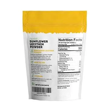 Kate Naturals Sunflower Lecithin Powder for Baking Bread, Gummies, Cooking, Lactation Supplement. Substitute for Soy Lecithin Powder (12 oz, Non-GMO)