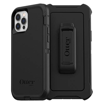 OtterBox iPhone 12 & iPhone 12 Pro Defender Series Case - Black, Rugged & Durable, with Port Protect...