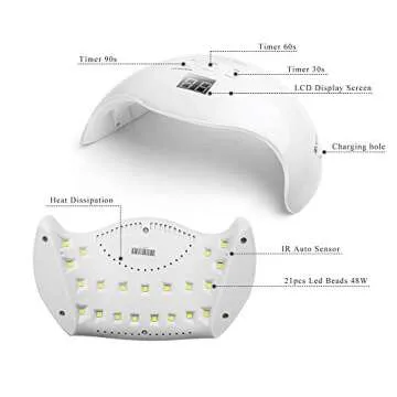 Nail Curing Lamps, Nail Lamp 48W Led Lamp for Nails Nail Dryer Nail Gel Lamp 3Timer Setting, Nail Dryer UV Lamps For Nails Gel UV Lamp for Fingernail & Toenail Curing Gel Nail Light