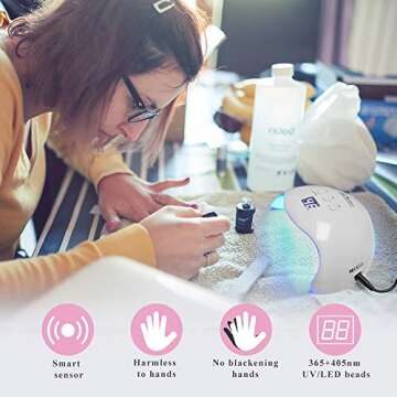 Nail Curing Lamps, Nail Lamp 48W Led Lamp for Nails Nail Dryer Nail Gel Lamp 3Timer Setting, Nail Dryer UV Lamps For Nails Gel UV Lamp for Fingernail & Toenail Curing Gel Nail Light