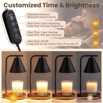 Marycele Black Candle Warmer Lamp with Timer, Birthday Gifts for Him Her, House Warming Gifts New Home Decor Aesthetic Black, Electric Dimmable Wax Melt Warmer for Jar Candles with 2 Bulbs