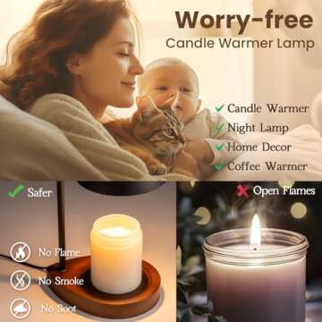 Marycele Black Candle Warmer Lamp with Timer, Birthday Gifts for Him Her, House Warming Gifts New Home Decor Aesthetic Black, Electric Dimmable Wax Melt Warmer for Jar Candles with 2 Bulbs