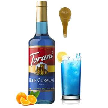 Blue Curacao Flavor Syrup 25.4 Ounces Syrups and Flavors with Fresh Finest Syrup Pump Dispenser