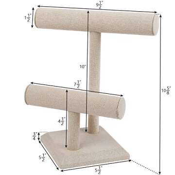 Mooca Linen 2 Tier Wooden Jewelry Display Perfect for Bracelet Bangle Watch for Home Organization, S...