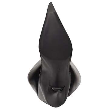 Kluolandi Women's Wide Calf Knee High Boots Stiletto Cone Heel Boots Pointed Toe Pull On Black Boot Heels for Women Size 8.5